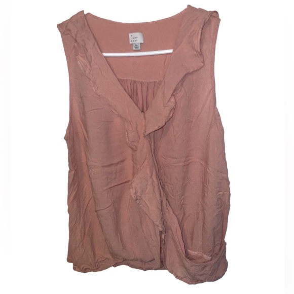 A New Day Light Pink Ruffle Sleeveless Top size X-Large v neck snap blush blouse - Picture 15 of 15